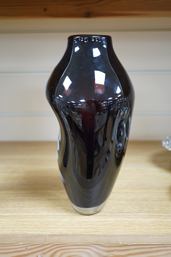 A modern Studio glass vase 'Black Hole' vase, signed 'Walsh Ifon.. 2004', 24cm. Condition - good